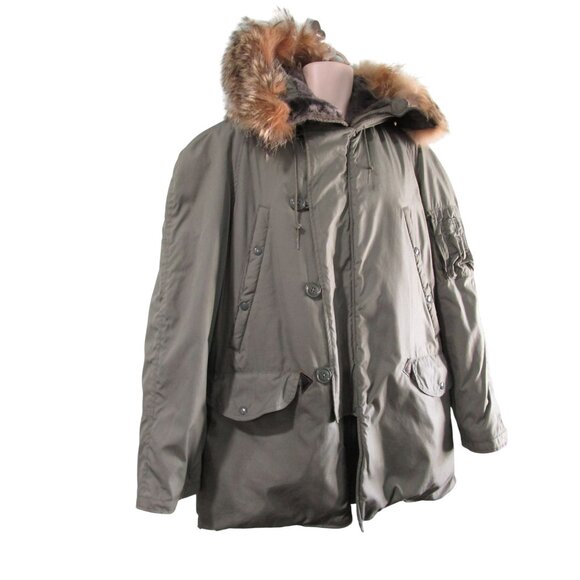 Vintage USAF Extreme Cold Weather Flying Jacket N-3BFur Lined Snorkel Hood GUC X - Picture 2 of 16